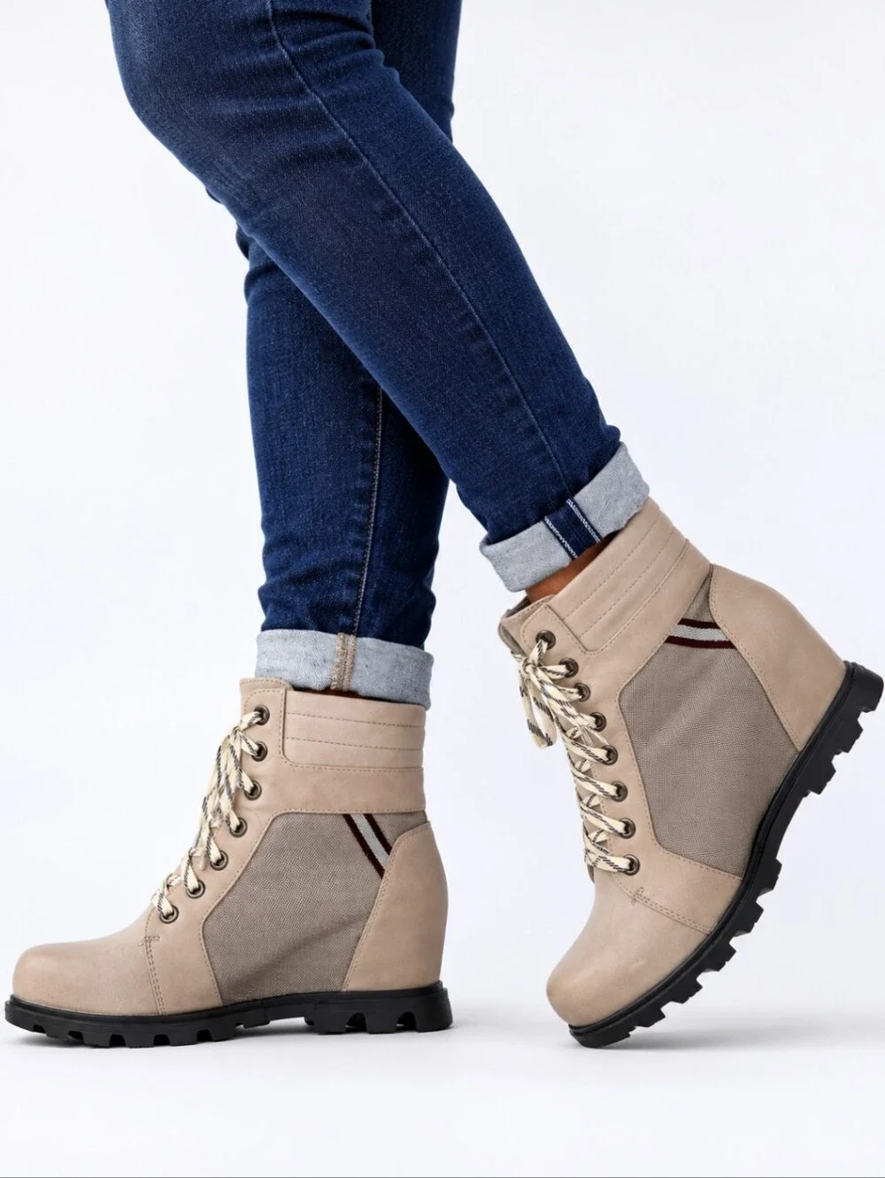 Sorel Joan Of Arctic Wedge III Lexi Waterproof Hiker Boots Taupe Neutral Sz 9
